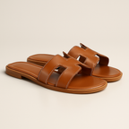 koadclo | Leather Flat Sandals with Cut Out Strap