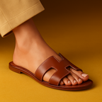 koadclo | Leather Flat Sandals with Cut Out Strap