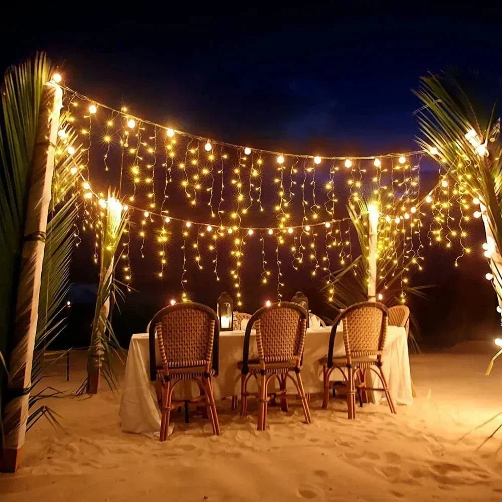 Koadclo | Twinkling Icicle String LED Lights - Warm White & Cool White, Extendable for Indoor & Outdoor Holiday Decor