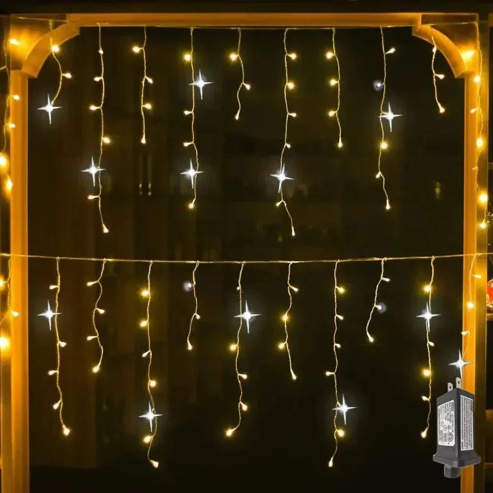 Koadclo | Twinkling Icicle String LED Lights - Warm White & Cool White, Extendable for Indoor & Outdoor Holiday Decor
