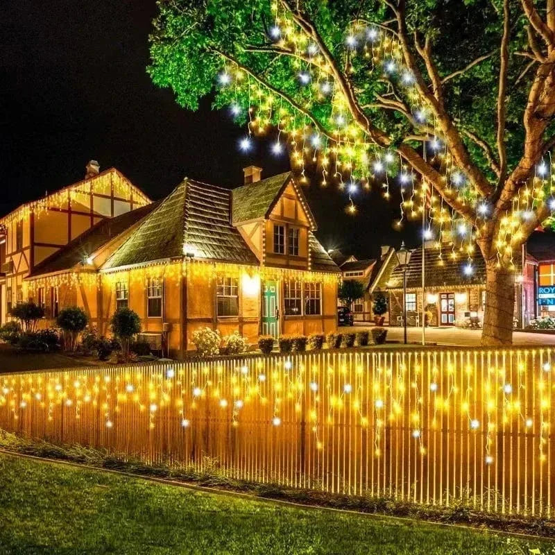 Koadclo | Twinkling Icicle String LED Lights - Warm White & Cool White, Extendable for Indoor & Outdoor Holiday Decor