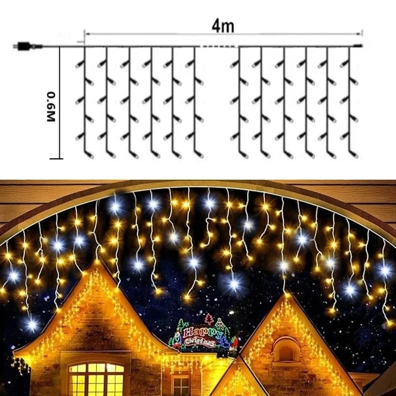 Koadclo | Twinkling Icicle String LED Lights - Warm White & Cool White, Extendable for Indoor & Outdoor Holiday Decor