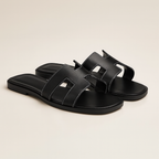 koadclo | Leather Flat Sandals with Cut Out Strap