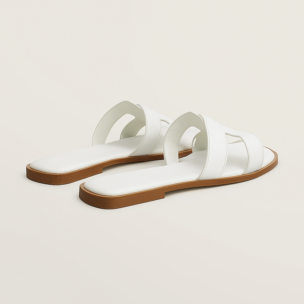 koadclo | Leather Flat Sandals with Cut Out Strap